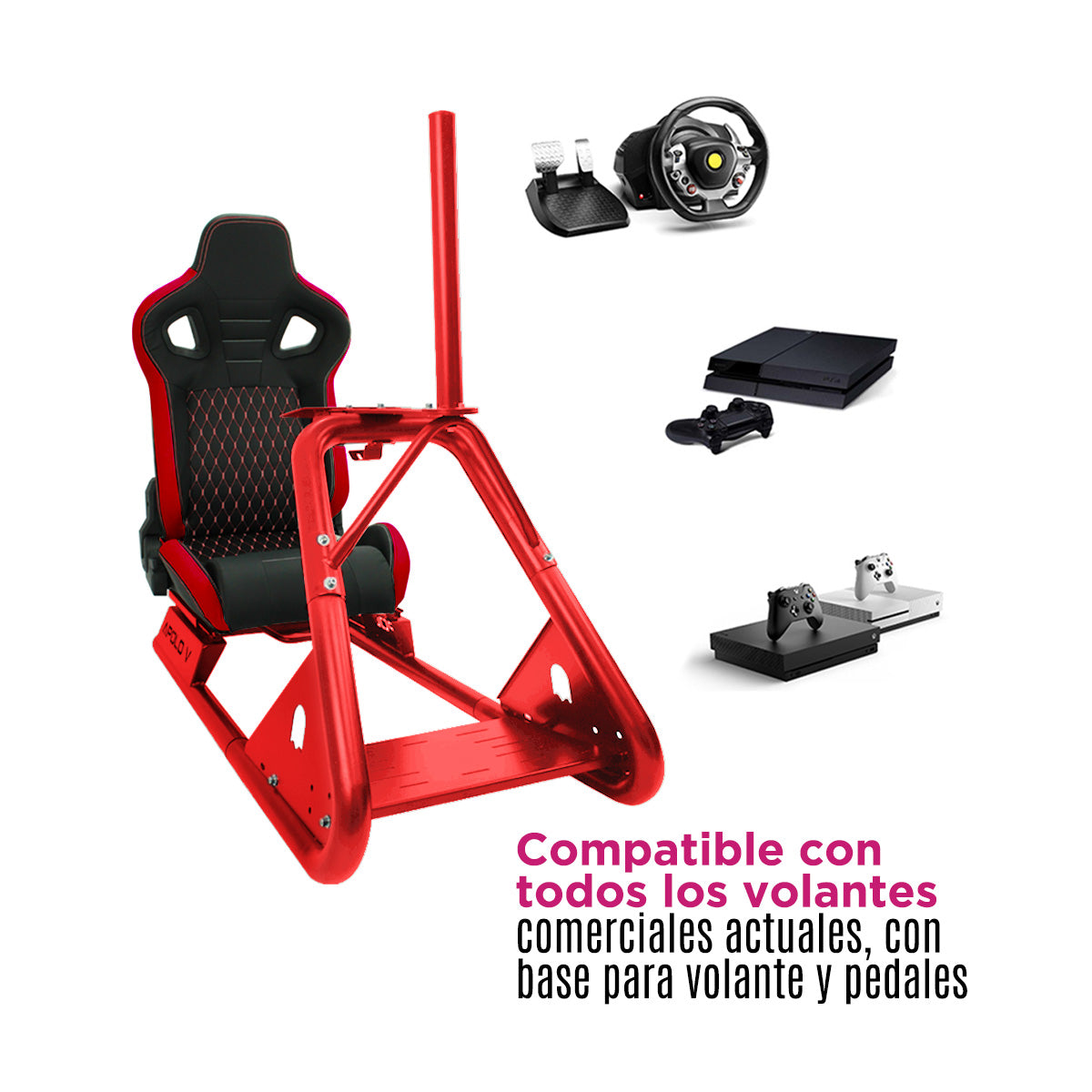 Silla Gaming Simulador Carreras Apolo V Rojo